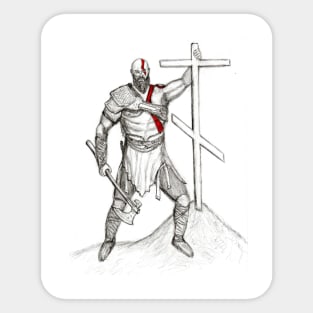 Kratos with cross Sticker